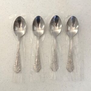 4Pcs Reed & Barton 18/10 Stainless Flatwae Gloss Renaissance Teaspoons